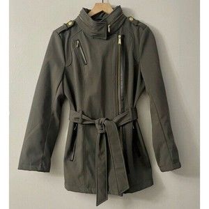 MICHAEL Michael Kors Gray/Green  Fleece Lined‎ Zipper Front Jacket, Large